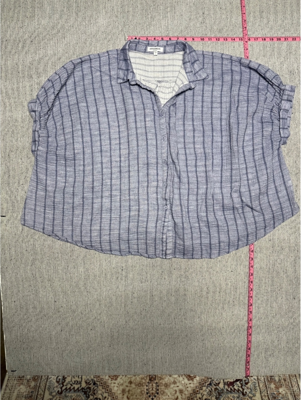 Anniewear Los Angeles Blue Striped Button-Up Shirt Size L